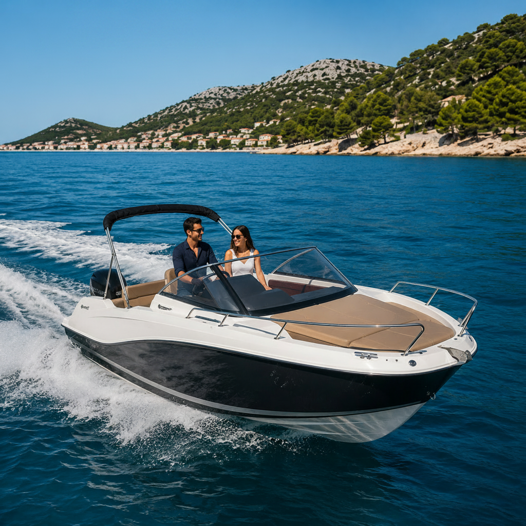 Quicksilver speedboat cruising near Šibenik